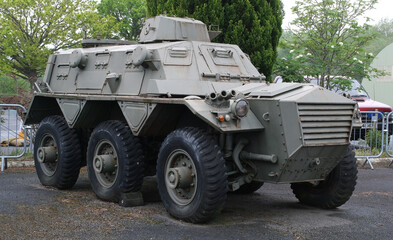 Fototapeta premium The FV603 Saracen is a six-wheeled armoured personnel carrier designed and produced by Alvis from 1952 to 1976. It has been used by a variety of operators