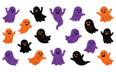 Obraz premium Halloween vector bundle cute ghost illustrations for spooky season designs digital art