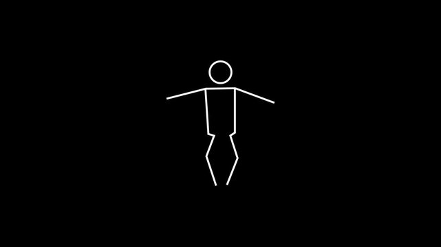 white Line Art Stick Figure Character Zooming Out on Dark black Background