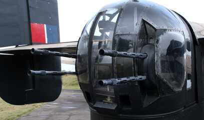 The Handley Page Halifax heavy bomber heavily relied on the Boulton Paul Type E rear turret for its tail defense. This hydraulically powered tail turret mounted four 0.303 inch Browning machine guns © Paul