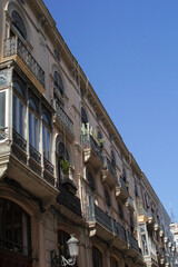 Fototapeta premium Historic residential balconies in Valencia Old Town, Spain
