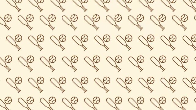 Seamless Baseball Bat and Ball Pattern Background for Sports Themes.