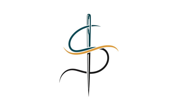 Sewing Needle and Letter S Logo Design