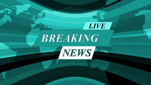 Live breaking news banner over world map background animation