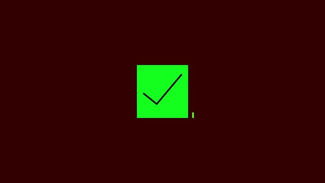 Minimalist green Checkmark Box Animation on Dark red Background
