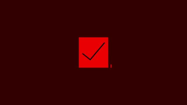 Minimalist red Checkmark Box Animation on Dark red Background