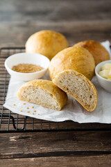 Naklejka premium Homemade buns with seeds