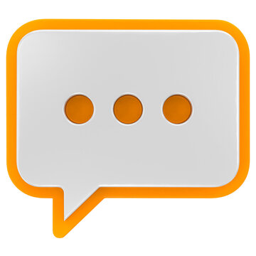 3D orange and white speech bubble