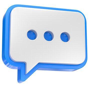 3D blue and white speech bubble