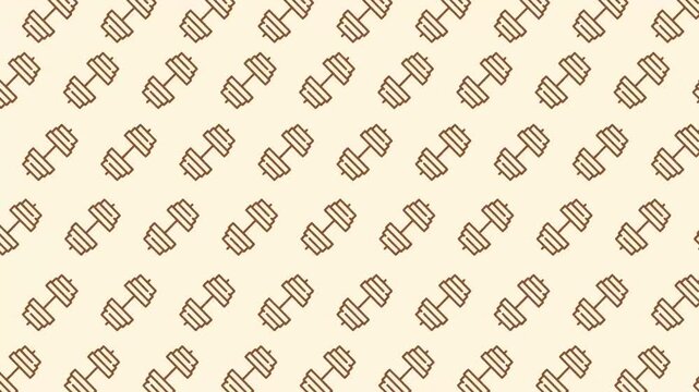 Seamless Pattern of Hand-Drawn Dumbbells on a Light Background for Fitness and Workout Themes.
