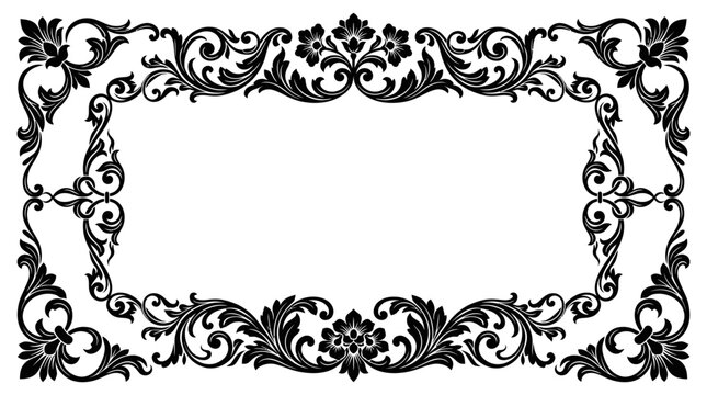 Black floral ornate border frame.