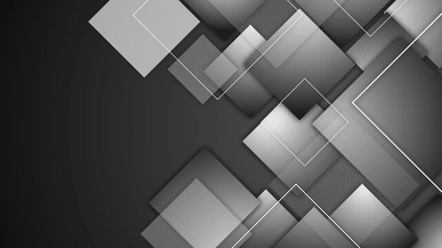 Abstract geometric background with layered squares and diagonal shapes animation