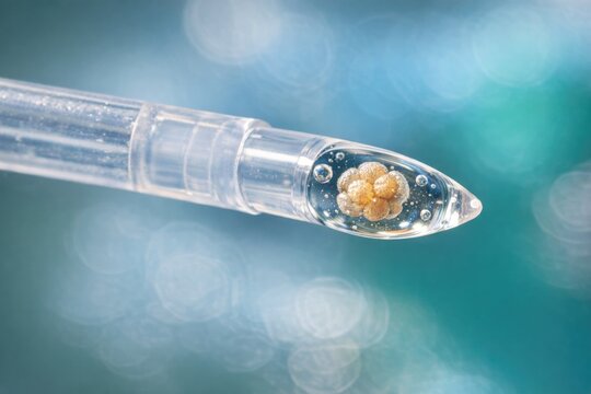 syringe needle with a fertilized egg