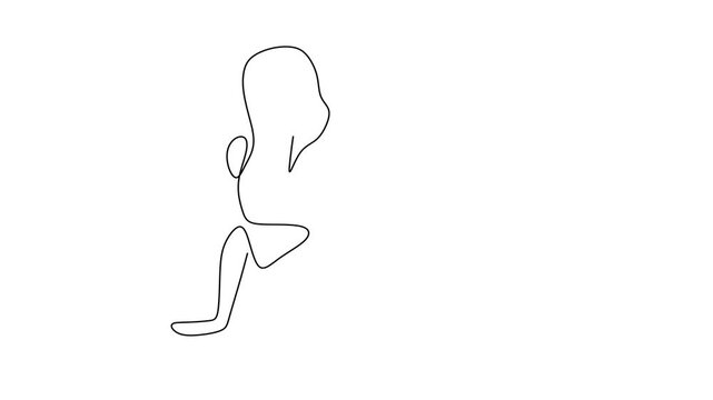 Animated self drawing of continuous line draw of  Yoga Pose Continuous Line Drawing. Full length one line animation. 4K