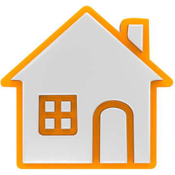 White and orange 3D house icon