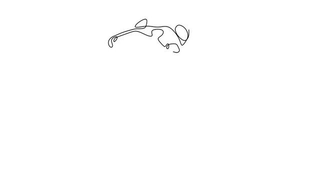 Animated self drawing of continuous line draw of Ballet Dancers in Elegant Pose - Continuous Line Art.     Full length one line animation. 4K