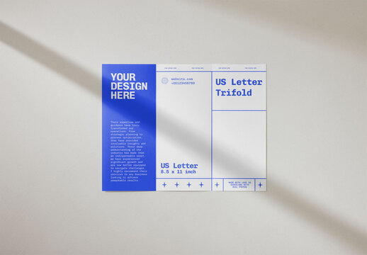 Mockup Of Customizable Us Tri-Fold Leaflet