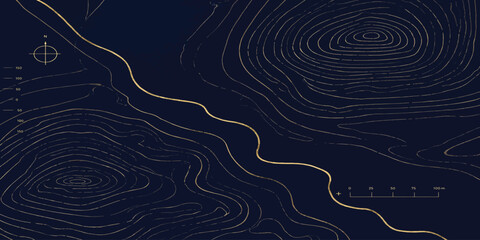 Topographic map with river path and contour lines topographic waterway geography cartography elevation topography navigation landscape abstract background orientation direction geometry © MOHAMAD