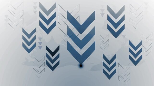 Abstract background with multiple chevron arrows and a glowing light point, representing direction progress and choice animation