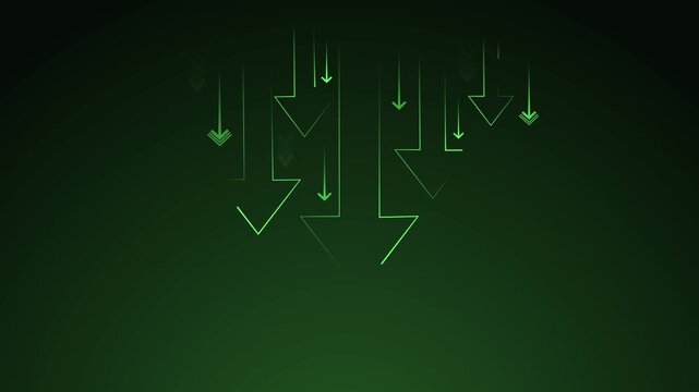 Abstract background with thin arrows pointing downward,showing decline fall and movement animation