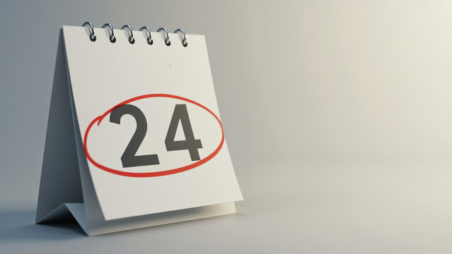 Calendar page marked with number 24 in minimalistic style  