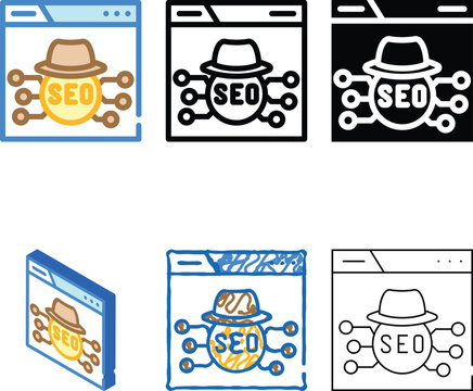 black hat seo color icon concepts vector. black hat seo sign. isolated symbol illustration