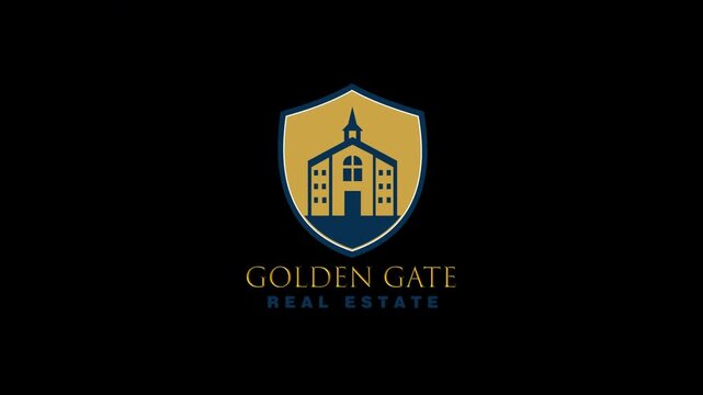Golden Gate Real Estate Logo Property Shield Icon