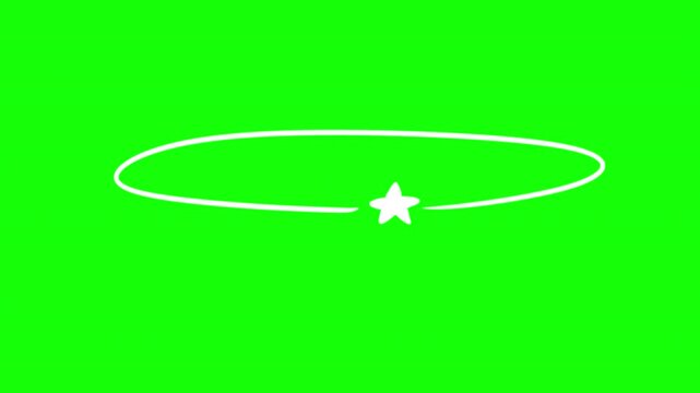Minimalist 2D animation of different spinning white line loop with star, representing dizziness, vertigo, concussion or confusion, isolated on chroma key background. Set motion elements.