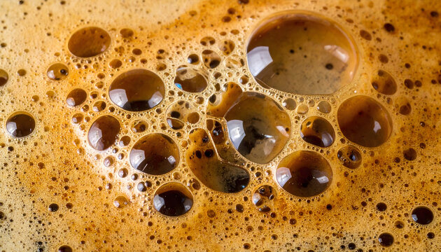 Coffee foam macro texture with rich crema detail perfect for cafe beverage and gourmet drink concepts