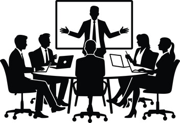 Fototapeta premium Business Meeting Silhouette Vector Illustration