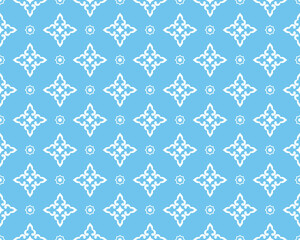 Fototapeta premium Flower geometric pattern. Seamless vector background. White and blue ornament