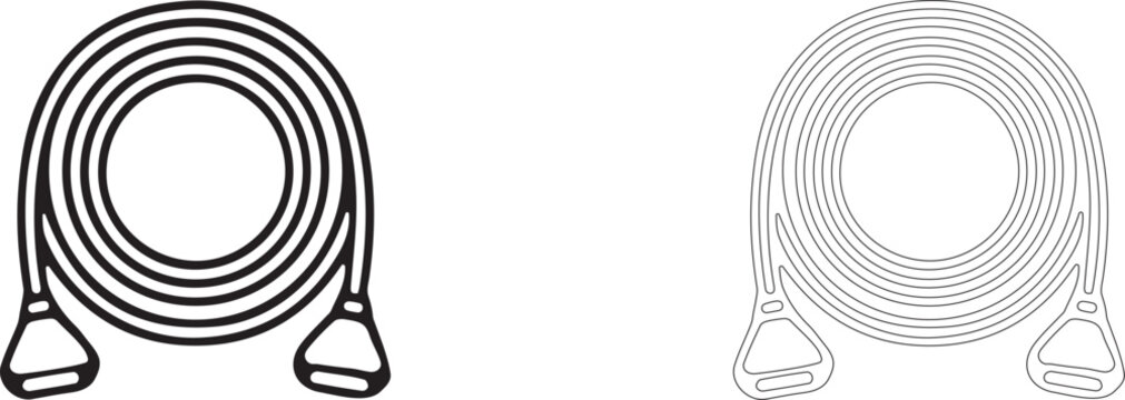 Jump Rope Fitness Line Art Vector Illustration For Cardio Workout Logo Design.