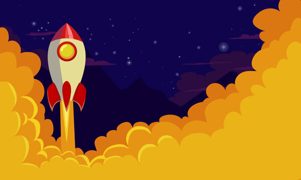 Space rocket launch. Start up or science concept