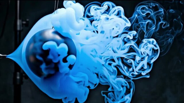 流体力学のデモンストレーション：青い煙によるコアンダ効果の視覚化