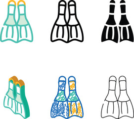 flippers diver accessory color icon vector. flippers diver accessory sign. isolated symbol illustration styles © sevector