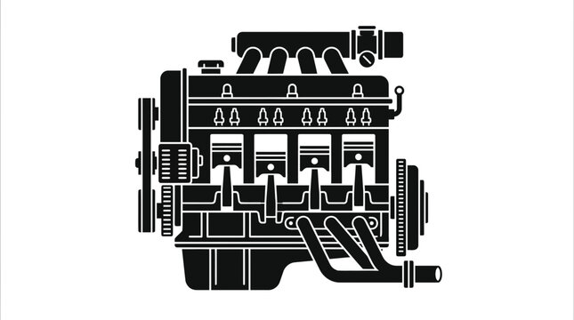Internal Combustion Engine Silhouette, Automotive Mechanical Part