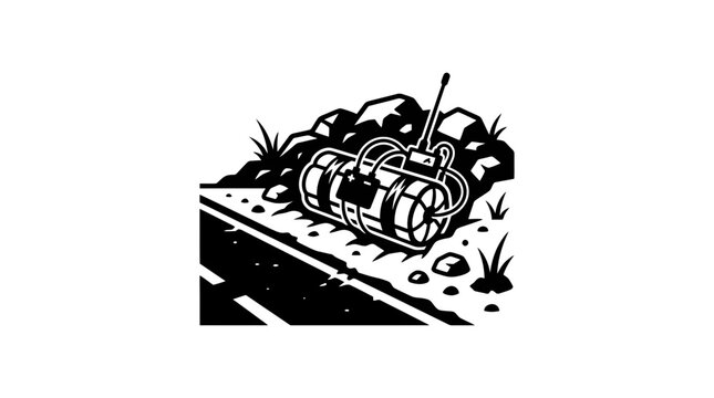 Improvised Explosive Device (IED) Bomb on Roadside, Danger Concept