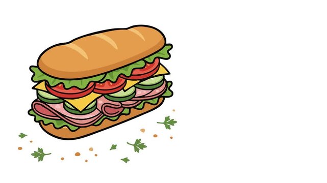 Sandwich Tasty Hero Sub Graphic for Food Advertising and Promotion Videos