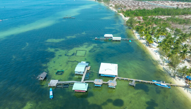 Aerial view of a starfish beach, Rach Vem village, Phu Quoc island, Vietnam