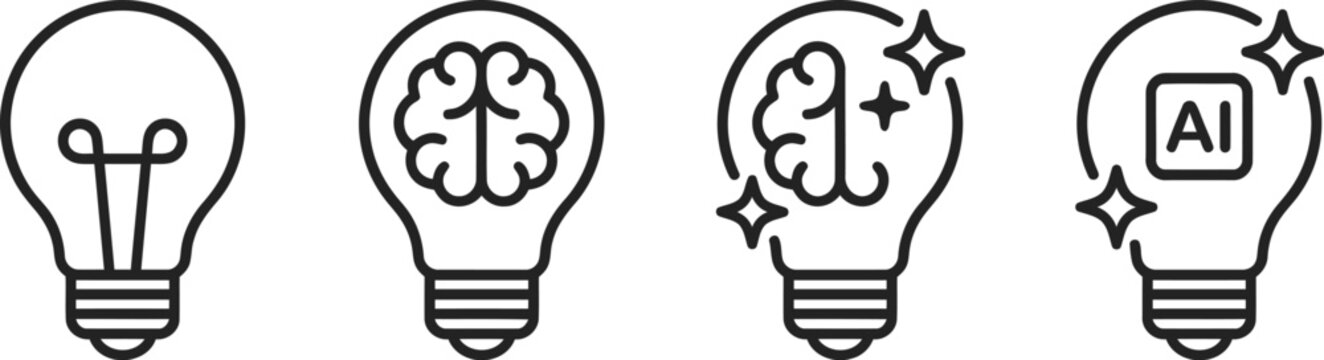 Vector illustration of lightbulb with ideas