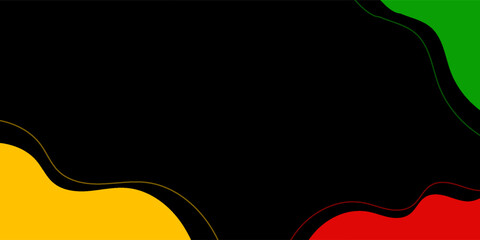 Abstract black background with pan African colors red yellow green fluid wave shapes. Vector illustration © Muhammad