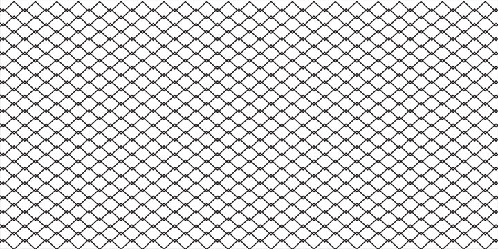 Abstract monochrome geometric background with black chain link fence pattern on white backdrop