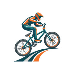 Naklejka premium Professional Cyclist Performing Mountain Bike Jump.