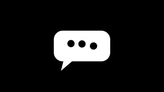 Speech bubble animation icon, alpha channel included.Black background