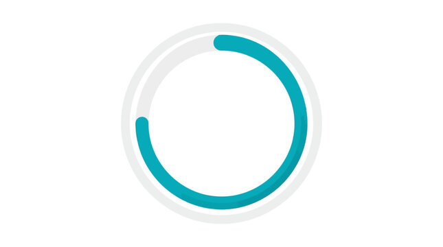 A circular progress bar with a segment of teal color indicating a loading or completion process, against a plain white background