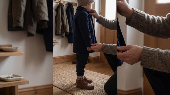 Home Entry Coat-Adjustment Ritual Before a Hard Goodbye