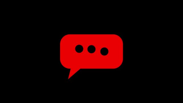 Speech bubble animation icon, alpha channel included.Black background