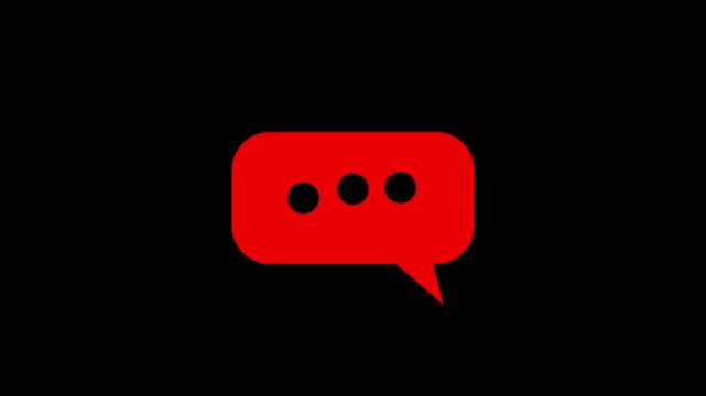 Speech bubble animation icon, alpha channel included.Black background
