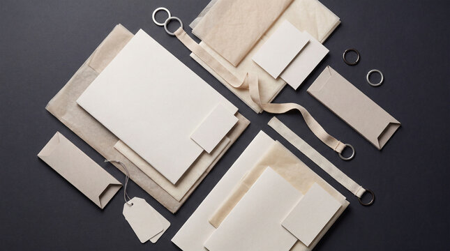 Fashion Label Press Launch Flat Lay With Lookbook Covers And Tags