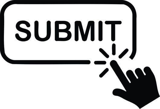 Black submit button with hand cursor clicking online form button